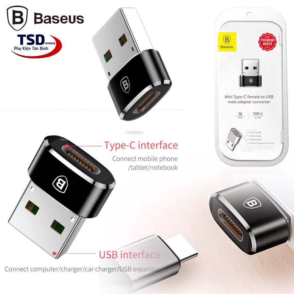 Đầu Chuyển USB Sang USB Type C Tốc Độ Cao Baseus Chính Hãng
