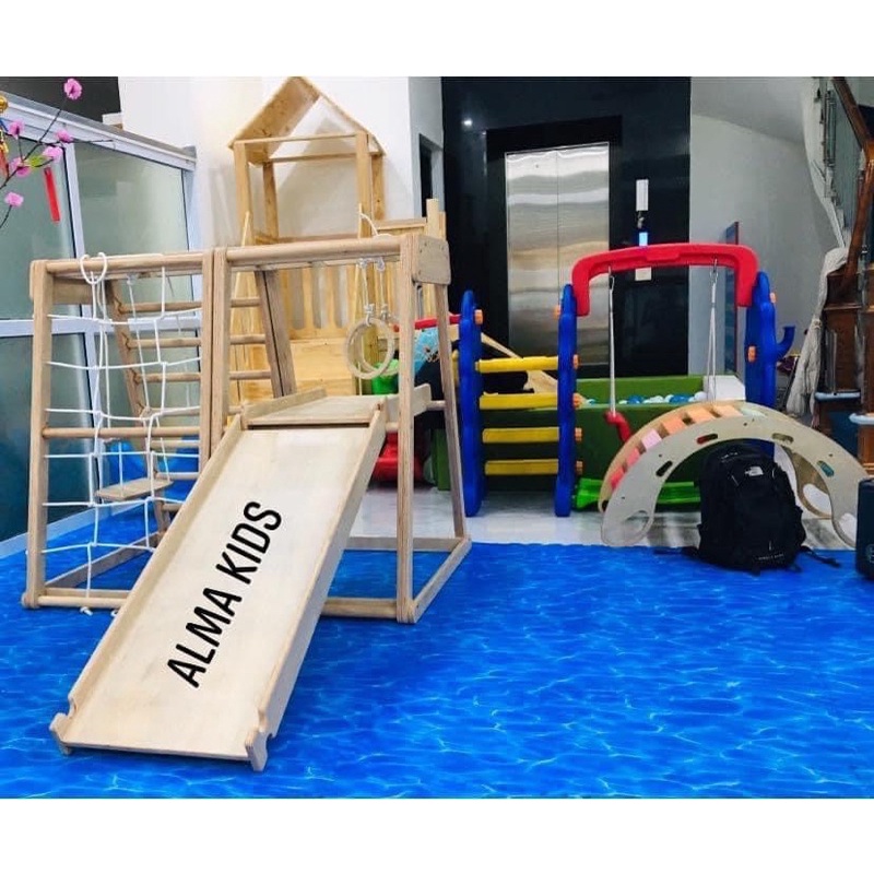 Đồ Chơi Bập Bênh Cầu Vồng Bằng Gỗ Đa Năng Cho Bé