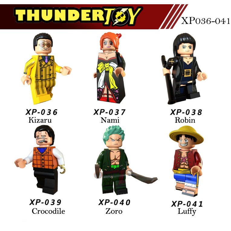 Minifigure các nhân vật Đảo Hải Tặc OnePiece. Kizaru, Nami, Robin, Crocodile, Zoro, Luffy