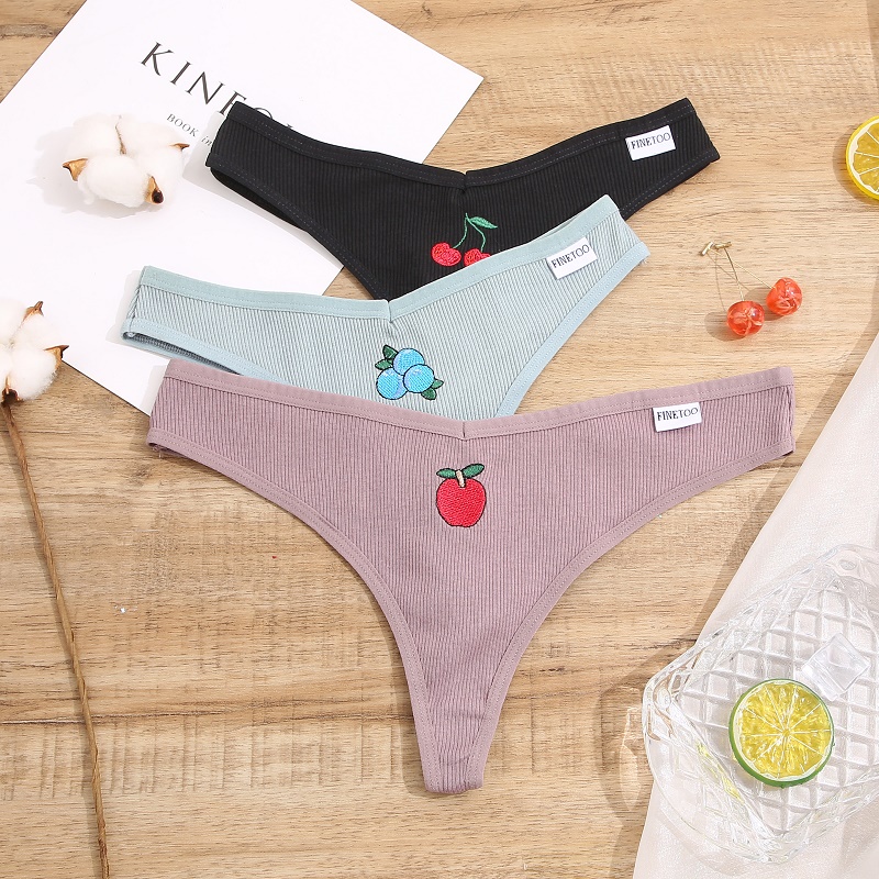 Quần lót lọt khe cotton thêu họa tiết quyến rũ thời trang dành cho nữ