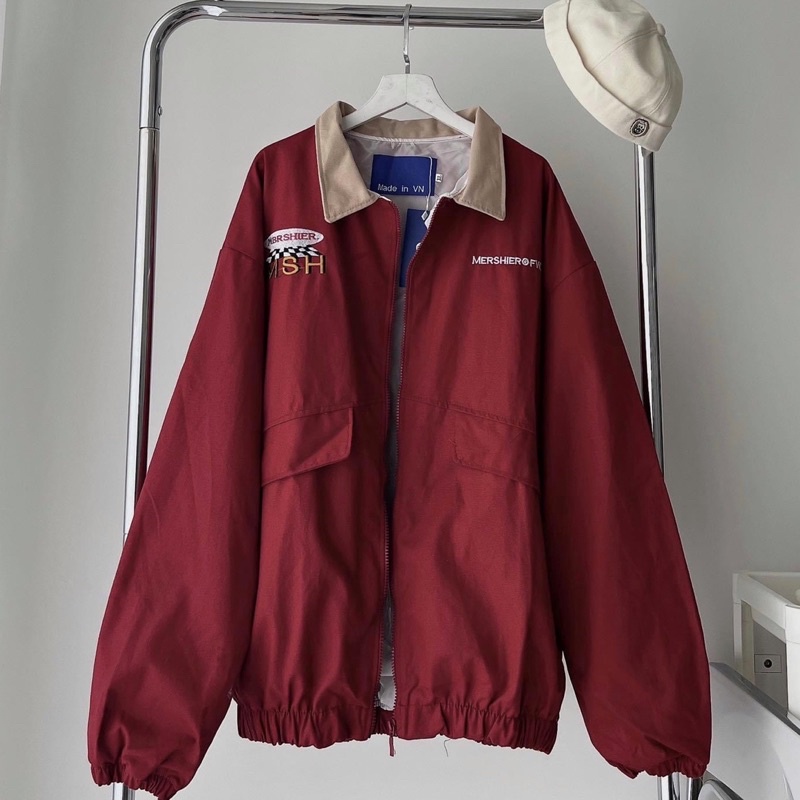 Áo Khoác Jacket Kaki Lót Dù Chữ Thêu MSH - pqk boutique