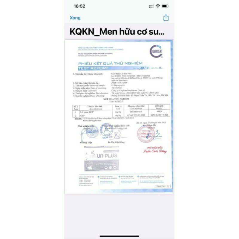 Men sống hữu cơ Sunplus chính hãnh 100%