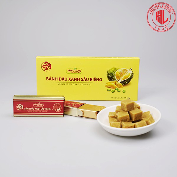 Bánh Đậu Xanh Sầu Riêng Ít Ngọt Hưng Long - 50% Bột Sầu Riêng 150gr- Đặc Sản Việt Nam - Quà Biếu