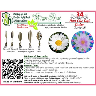 Dụng cụ làm thạch rau câu 3D Ngọc Huệ (bộ 5 kim số 34 - hoa cúc dại)