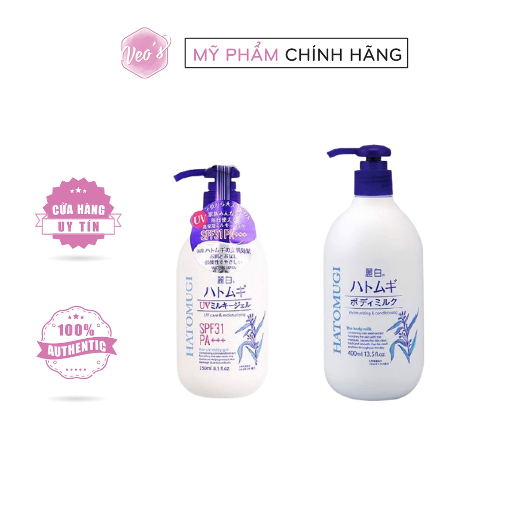 [Ngày &amp; Đêm] Sữa Dưỡng Thể Dưỡng Sáng Da Nhật Bản Kumano 200Hatomugi Moisturizing &amp; Conditioning The Body Milk 400ML