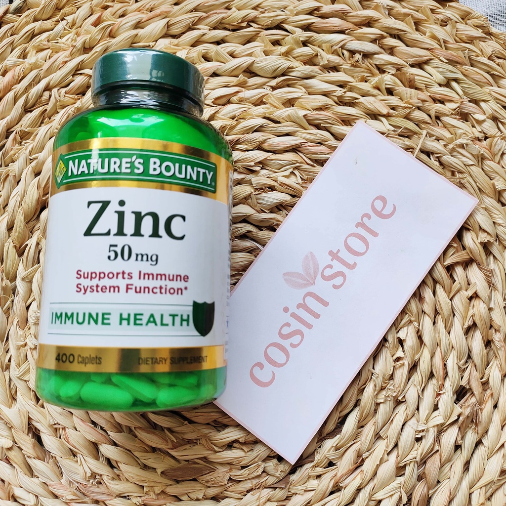 Viên Uống Kẽm Nature's Bounty Zinc Gluconate 50mg 400 Viên Bổ Sung Kẽm tăng đề kháng Cosin Store