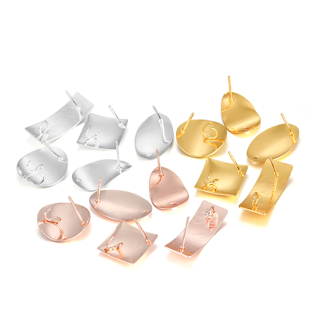 10 Bộ chốt bông tai ST.KUNKKA có đầu nối dạng khoen tròn hình vuông/tròn tự làm đồ trang sức DIY
