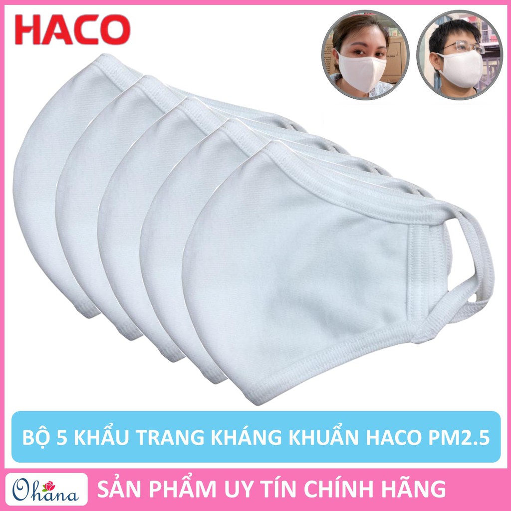 [Hot] Combo 5 Khẩu trang kháng khuẩn HACO PM2.5