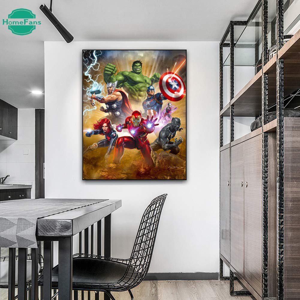 Bộ Tranh Đính Đá 5d Hình Siêu Anh Hùng Marvel Kích Thước 30x40cm DIY