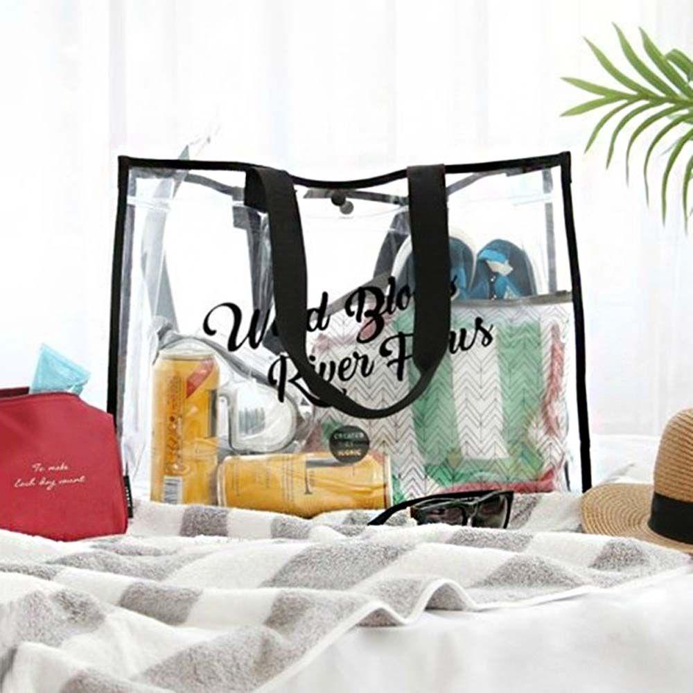 Túi Đeo Vai Bằng PVC Trong Suốt Chống Nước In Chữ Đơn Giản Thời Trang Mùa Hè
