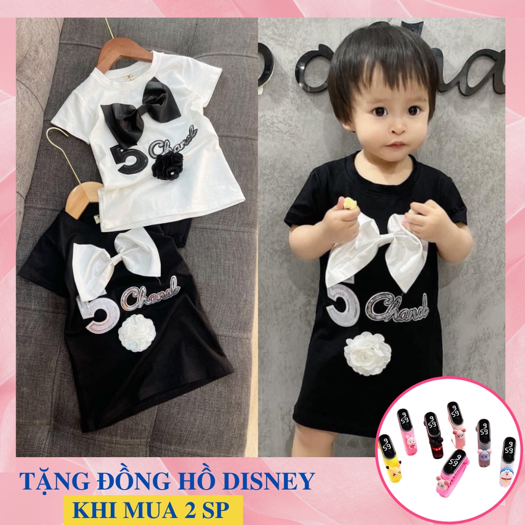 Đầm Thun Body Cho Bé Gái Chất Thun Lạnh Họa Tiết Nơ Trước Ngực