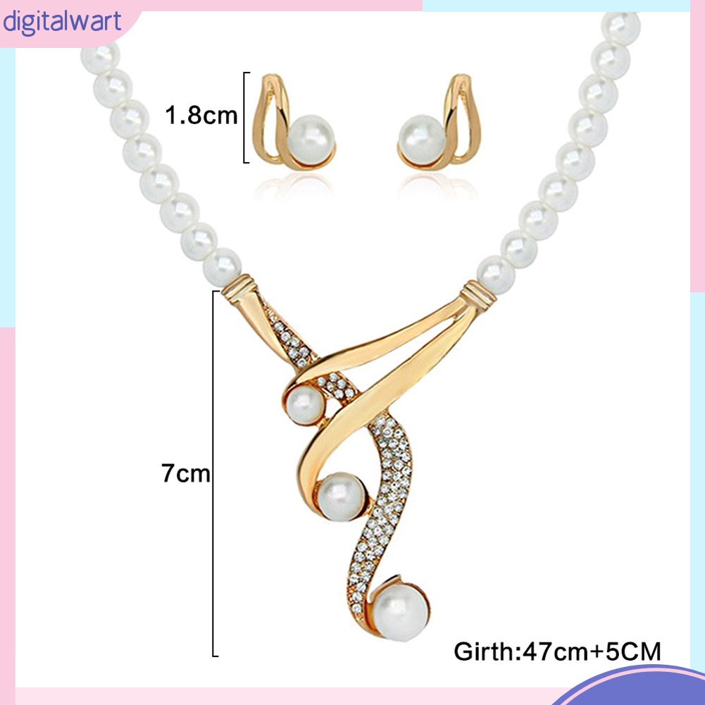 Set Dây Chuyền + Đôi Bông Tai Đính Ngọc Trai Nhân Tạo Sang Trọng Cá Tính Cho Nữ