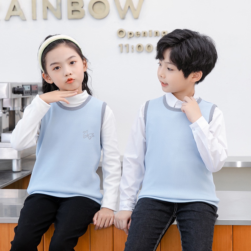 Áo Khoác Lông Cừu Không Tay Thời Trang Mùa Đông Dành Cho Bé Trai Gái 3-15 Tuổi