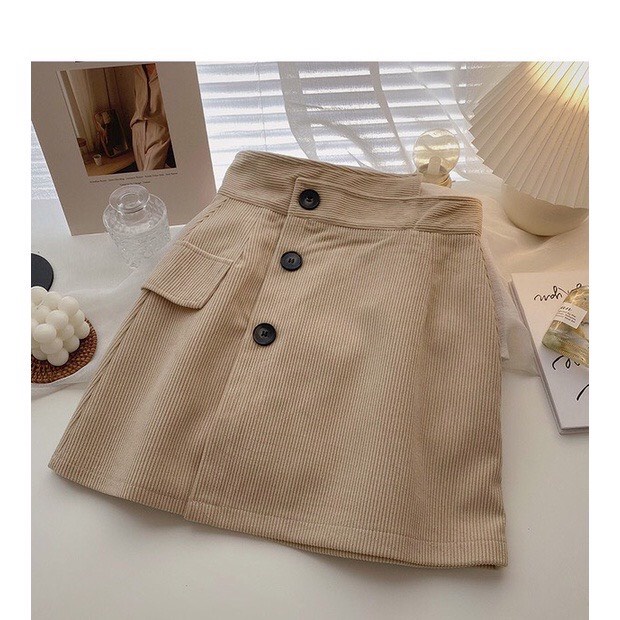 [Video+Ảnh thật] Chân váy nhung cạp cao lệch vạt, Chân váy chữ A lưng cao phong cách Hàn Quốc -Hinhin | BigBuy360 - bigbuy360.vn