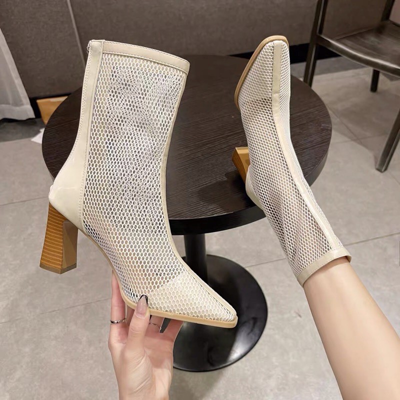 Boots lưới Ulzzang cổ ngắn cao 7cm