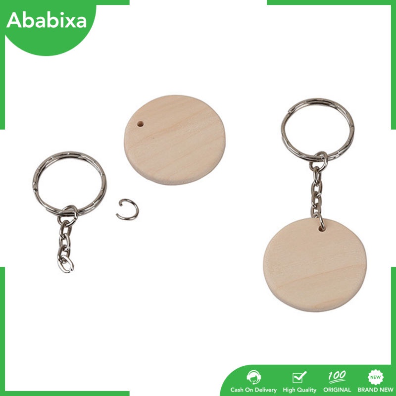 Set 100 miếng gỗ trơn tự nhiên chưa hoàn thành 1/ 2 lỗ có móc khóa DIY