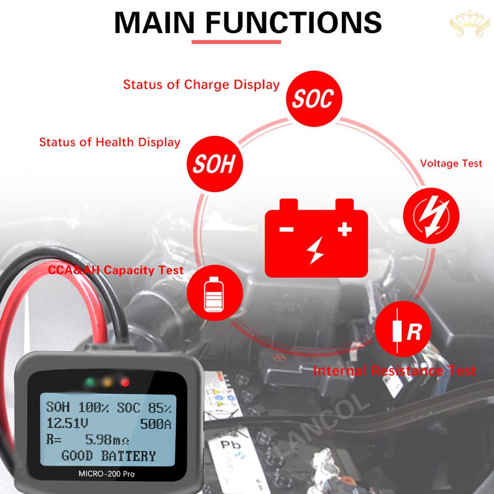 Thiết Bị Phân Tích Ắc Quy Kỹ Thuật Số 12 Bước Micro-200 Pro Chuyên Dụng Cho Xe Hơi Xe Máy
