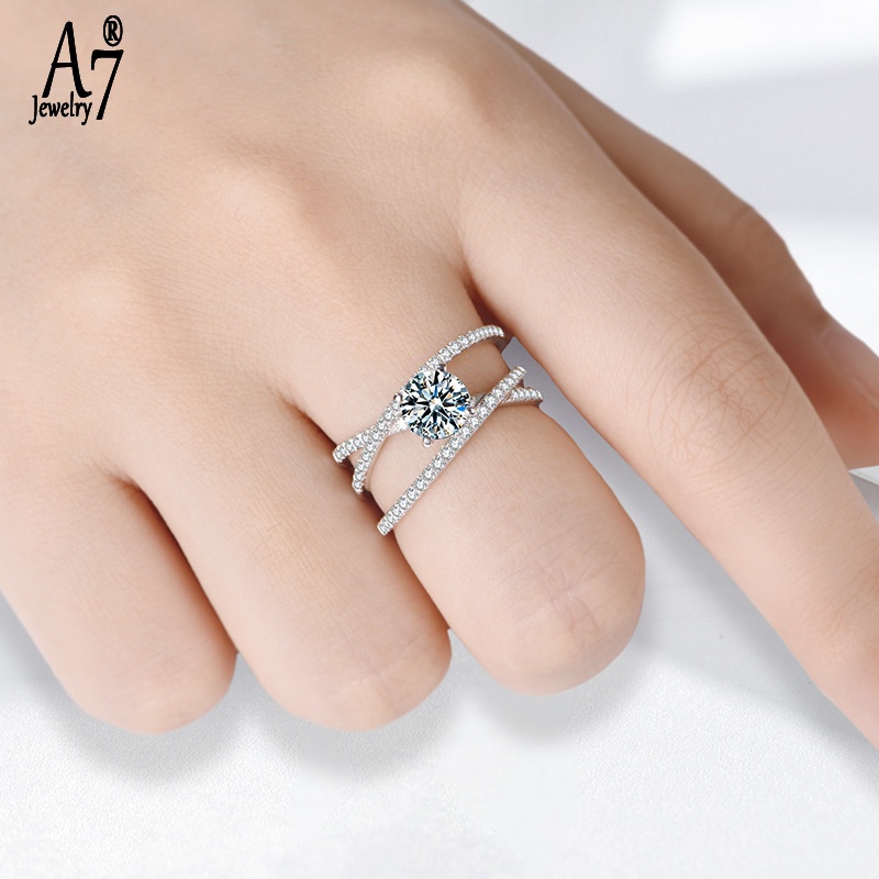 Nhẫn Moissanite Pt950 bạch kim thời trang