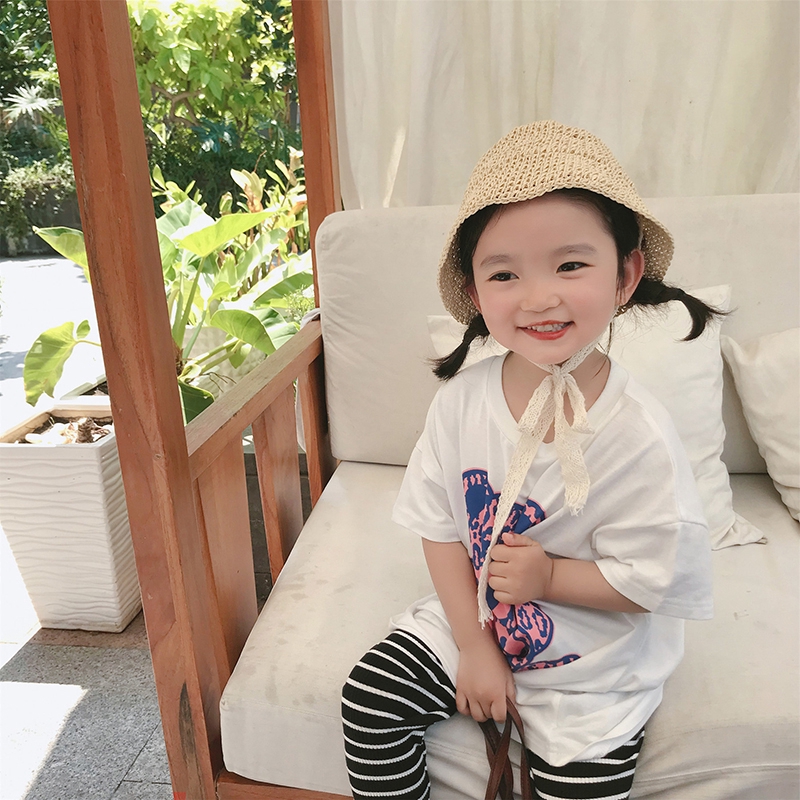 Đầm thun tay ngắn in họa tiết đáng yêu cho bé gái