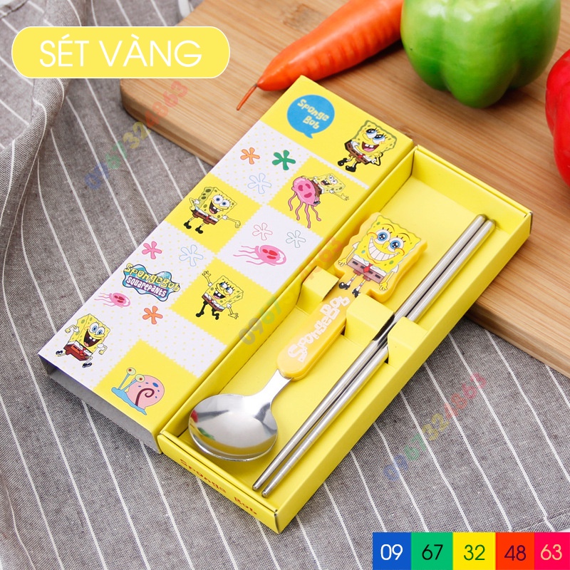 Set thìa đũa inox ăn dặm hoạt hình cho bé