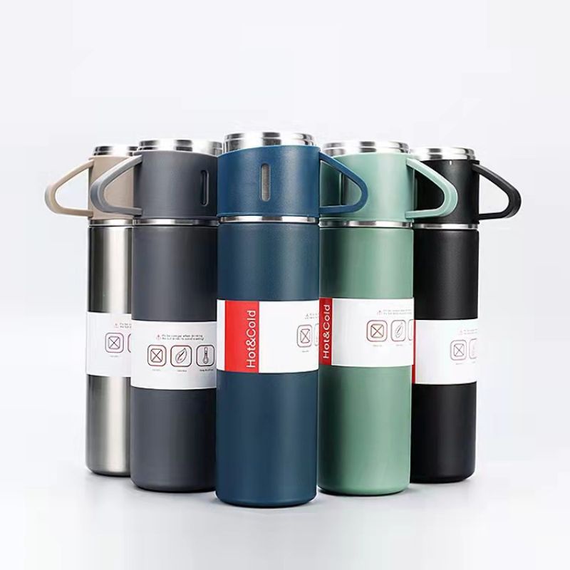 Bình nước giữ nhiệt lõi inox cao cấp tặng kèm 2 cốc full box sang trọng lịch sự MIIBOOSHI D2.094.DE