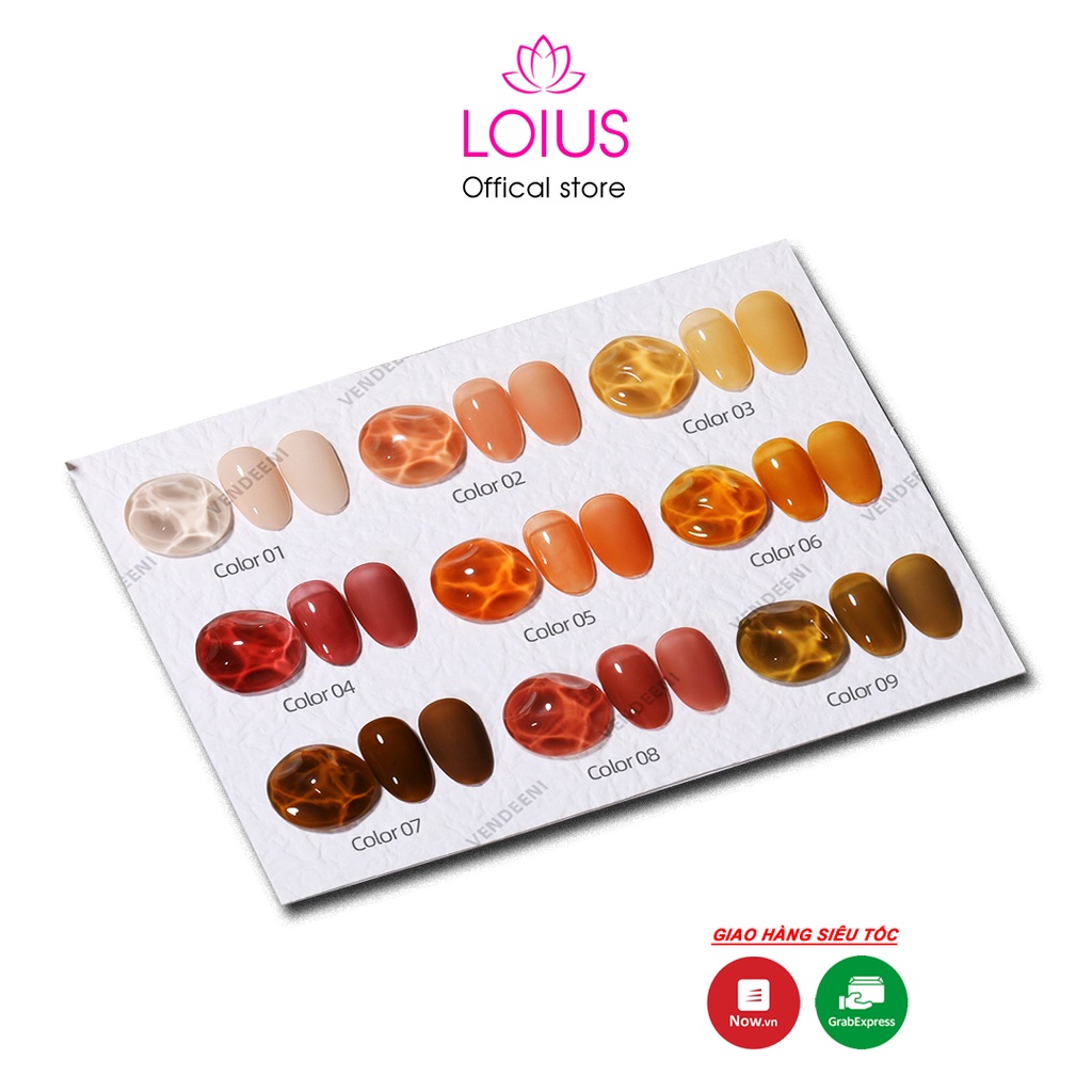 Set sơn gel thạch 9 màu cao cấp Vendeeni mã A37 tặng kèm bảng màu