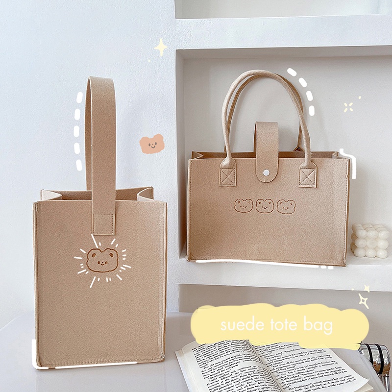 Túi Tote Vải Nỉ Có Cúc Bấm In Hình