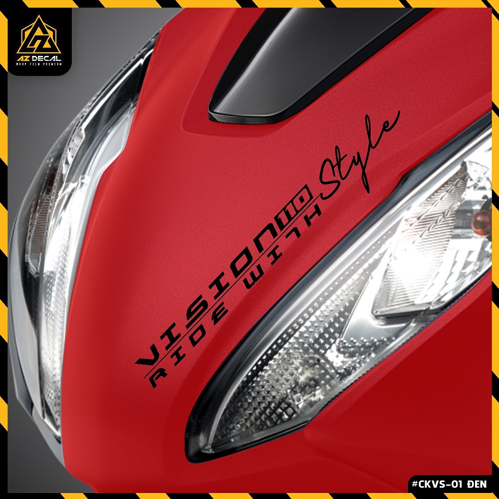 Tem Dán Xe Vision Đẹp Mẫu Chữ Ride With Style | CKVS-01 | Decal Trang Trí Dán Xe Vision Màu Đen, Trắng, Đỏ, Xanh
