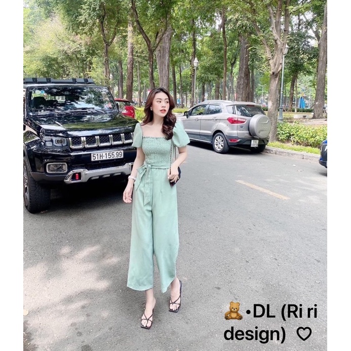 jumpsuit tay bồng, quần ống rộng