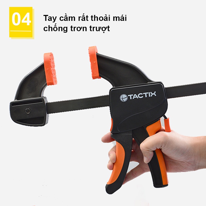 Cảo chữ G TACTIX 215605, ê tô kẹp gỗ tăng đưa, cảo kẹp nhanh công nghiệp nhiều kích cỡ, lực kẹp lớn