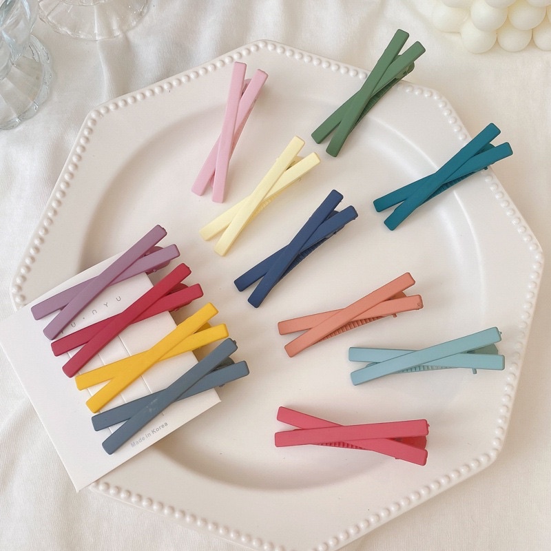 Kẹp tóc chữ X màu trơn, kẹp mái nữ nhiều màu đáng yêu - Shela.accessories