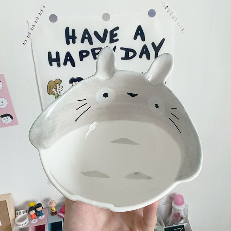 Tô Sứ Đựng Salad Cỡ Lớn In Hình Totoro Vẽ Tay Dễ Thương