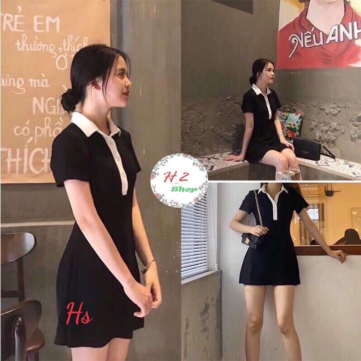 Váy Nữ ❤️️𝐹𝑅𝐸𝐸 𝑆𝐻𝐼𝑃❤️️ Váy Đen Body Cổ Vest Trắng Siêu Đẹp