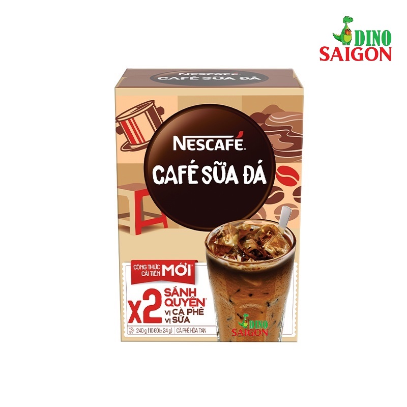 Combo 4 Hộp Cà Phê Hòa Tan Nescafé 3in1 Cà Phê Sữa Đá (Hộp 10 Gói x 24g)