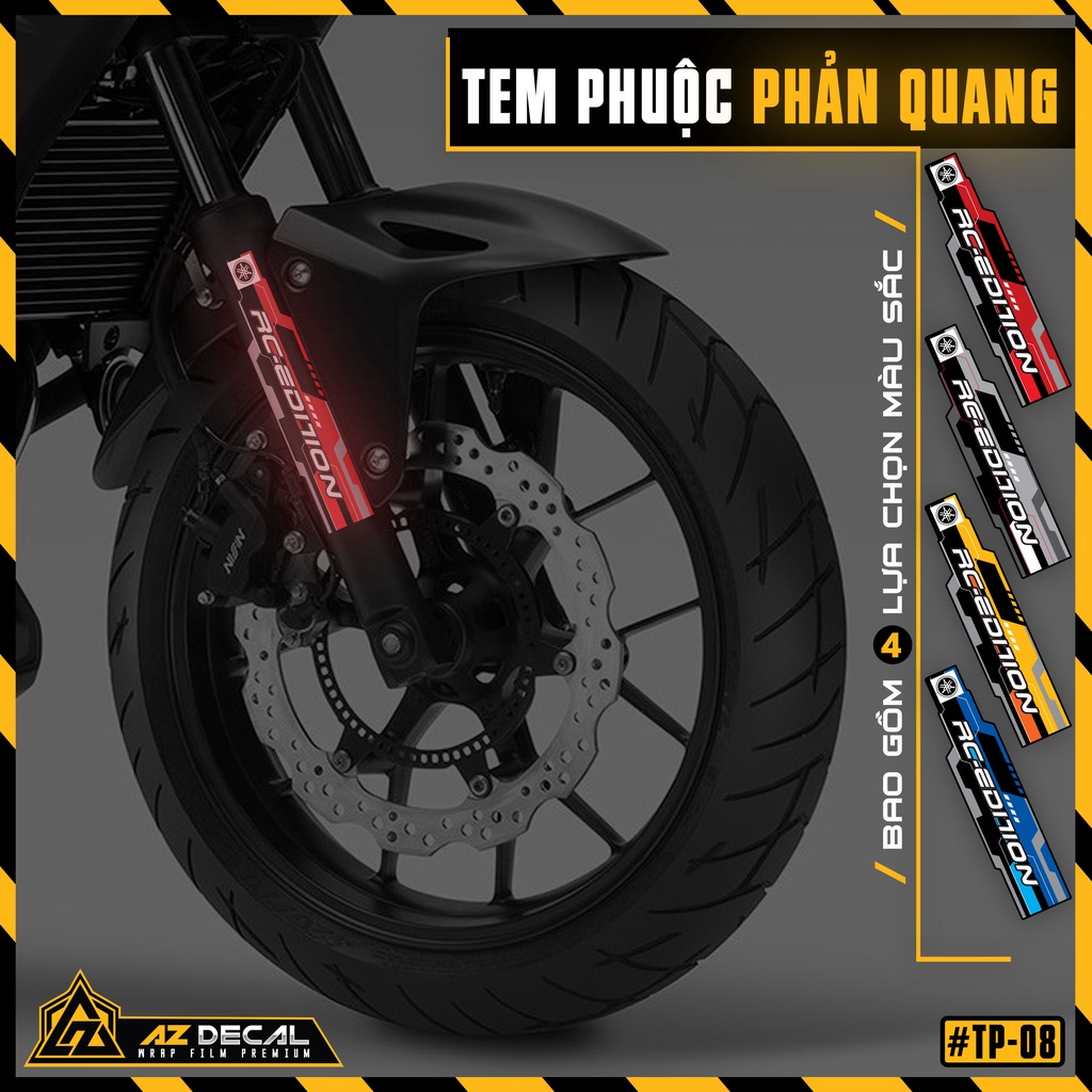 Tem Phuộc RC Edition Dán Phuộc Trước Xe Máy, Xe Mô Tô Yamaha | TP08 | Decal Phản Quang Chống Nước