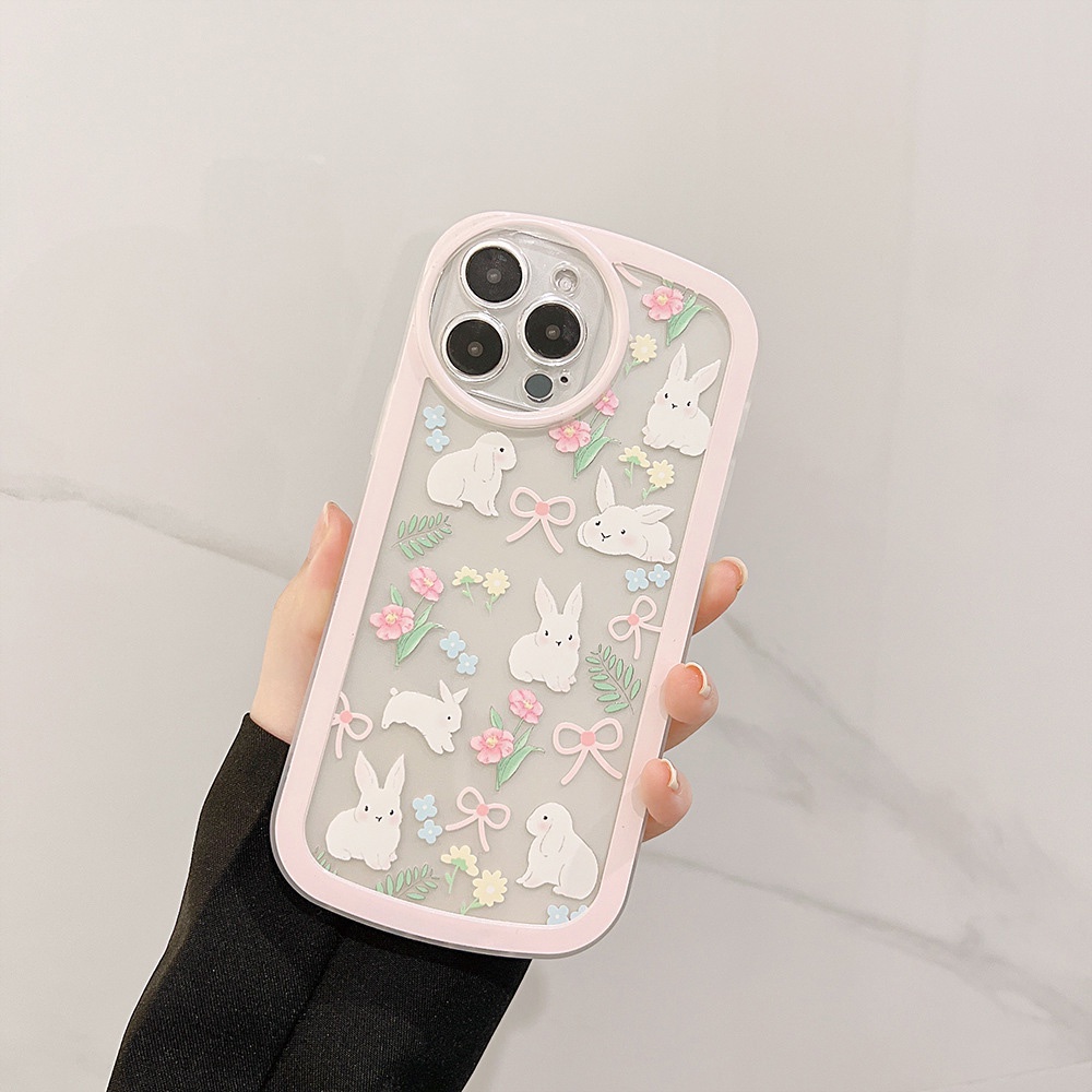 Ốp Điện Thoại tpu Dẻo + Silicon In Hình Thỏ Đáng Yêu Cho iphone 11 12 13 pro max mini XR XS 7 8 plus