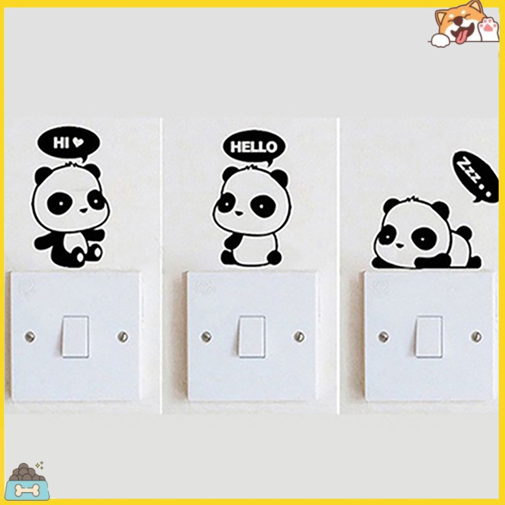 Miếng dán công tắc cửa sổ hình gấu trúc đáng yêu bs _ Lovely