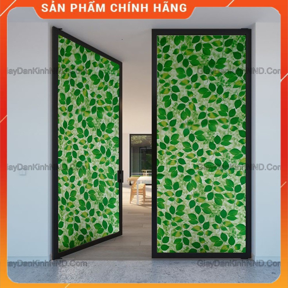 1 mét giấy dán kính lá xanh - khổ rộng 0.45m có keo sẵn