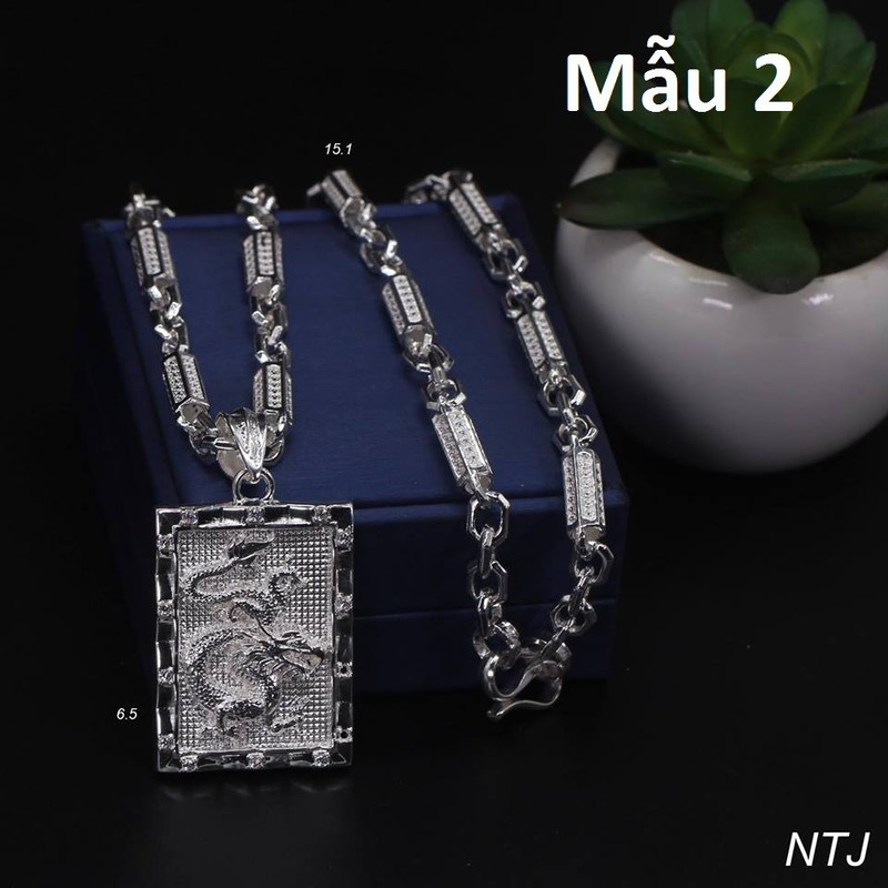 Dây Chuyền Vòng Cổ Nam Mạ Bạc 925 Rồng cuộn Uy Quyền