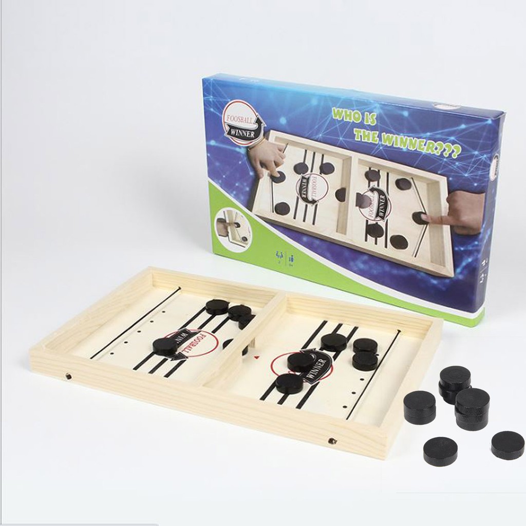 Bộ Cờ Búng Bàn Đấu Ice Hockey Bằng Gỗ - Chọn Size -  Foosball Winner, Sling Puck - Bắn Bi Gỗ Xuyên Lỗ Chính Hãng Amalife