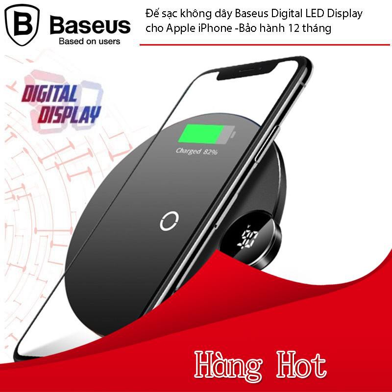 [Giảm giá thần tốc] Đế sạc không dây Baseus Digital LED Display cho Apple iPhone 8 iPhone X XS Max Samsung S8 S9 Note 9.