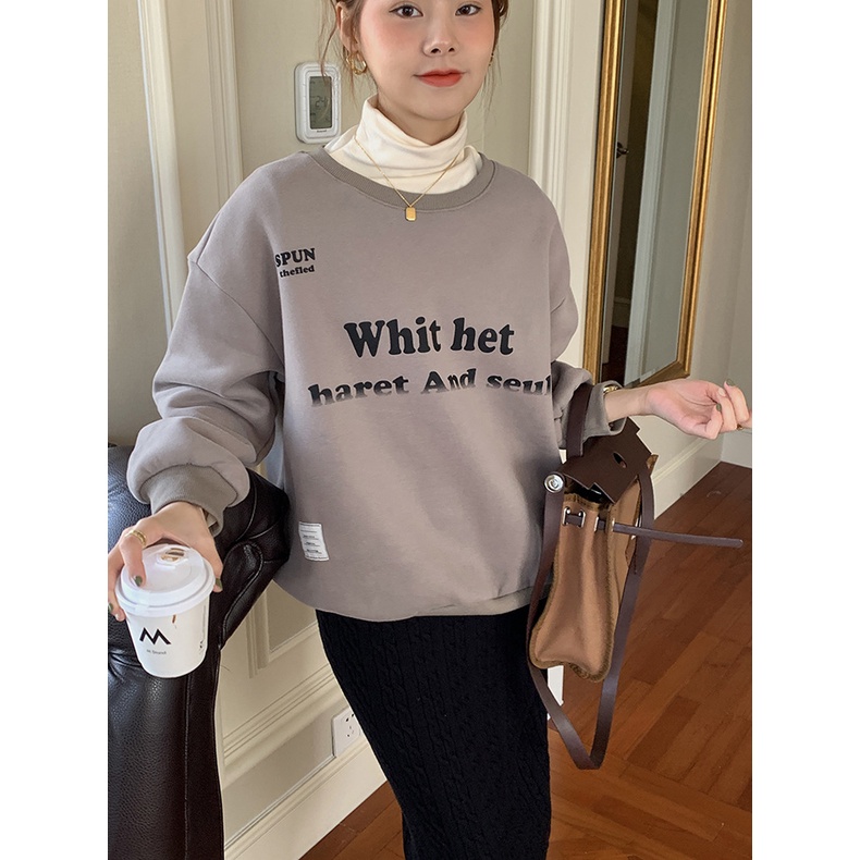 Áo Sweater Nỉ nữ Hàn Quốc Áo Nỉ nữ Form rộng In chữ Ulzzang Thời trang