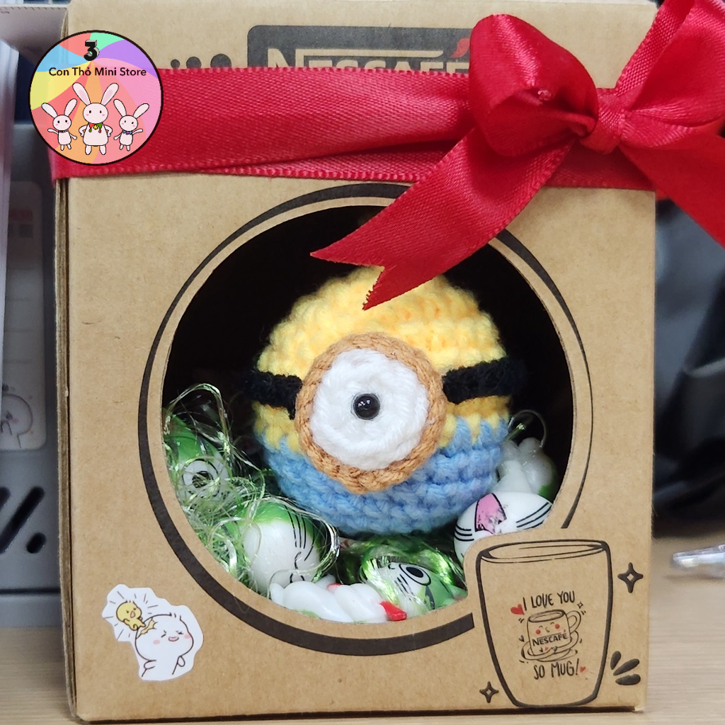 Móc khóa len, móc khóa đôi, móc khóa handmade, móc khóa minions bằng len