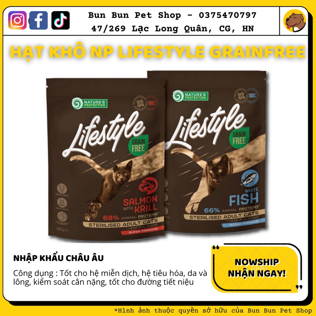 400gr Hạt khô cho mèo Nature’s Protection Lifestyle Grain Free