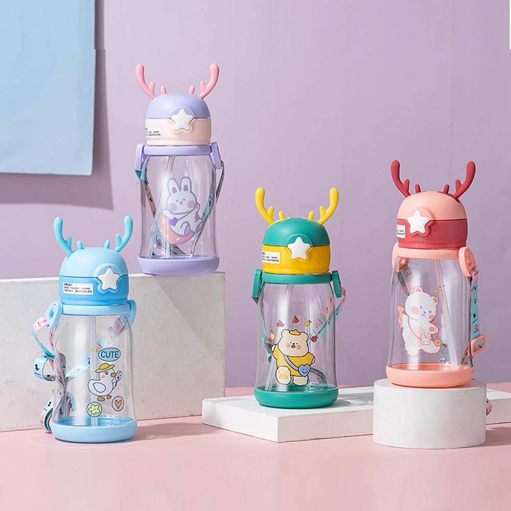 Bình đựng nước hươu hoạt hình dễ thương, cốc sippy trẻ em tập uống, bé trai và bé gái, chống rò rỉ siêu hot