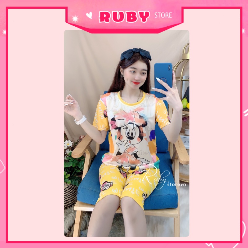 Đồ bộ nữ mặc nhà in hình Minnie đáng yêu chất thun mềm mịn Free Size Dưới 47KG  ❤ Rubystorevn