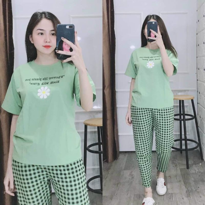 (Khai trương bán giá vốn) Đồ bộ mặc nhà thun cotton, đồ bộ nữ đẹp chất liệu thun cotton co giãn 4 chiều