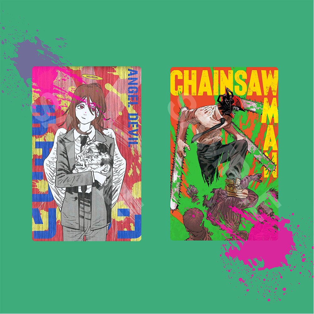 Ảnh card bo góc in hình CHAINSAW-MAN ver COLOR Thợ Săn Quỷ thẻ bo viền 5*8cm #