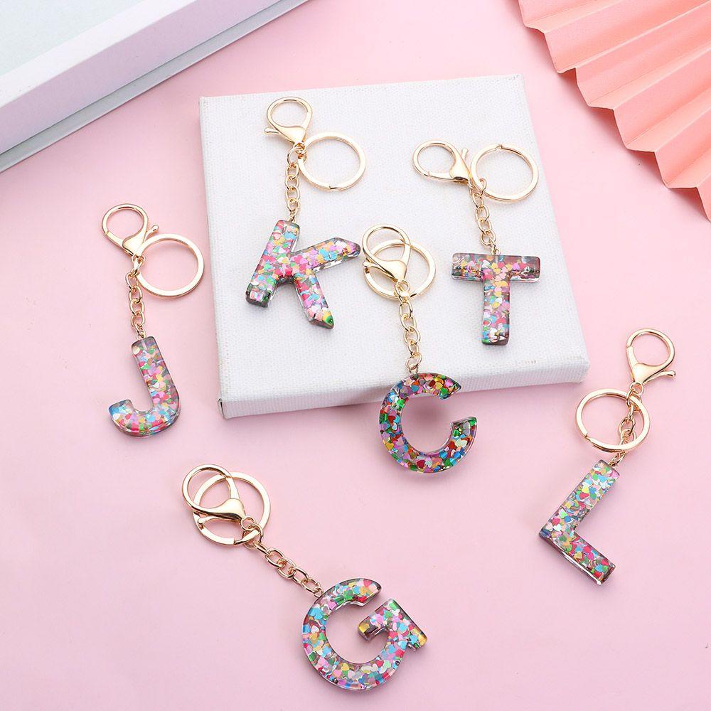 Móc Khóa / Túi Xách / Quà Tặng Bằng Nhựa Resin In Chữ Cái Từ A-Z 26 Đầu