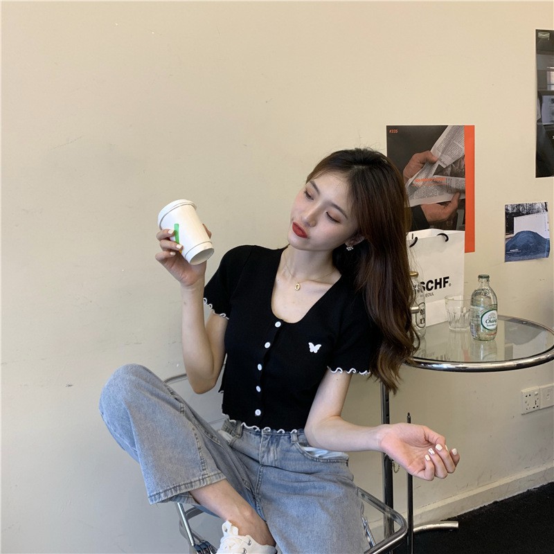 Áo len tăm tay lỡ cao cấp, Áo dệt kim ngắn tay nữ phong cách ulzzang Hàn Quốc C33 - Maoshop | BigBuy360 - bigbuy360.vn